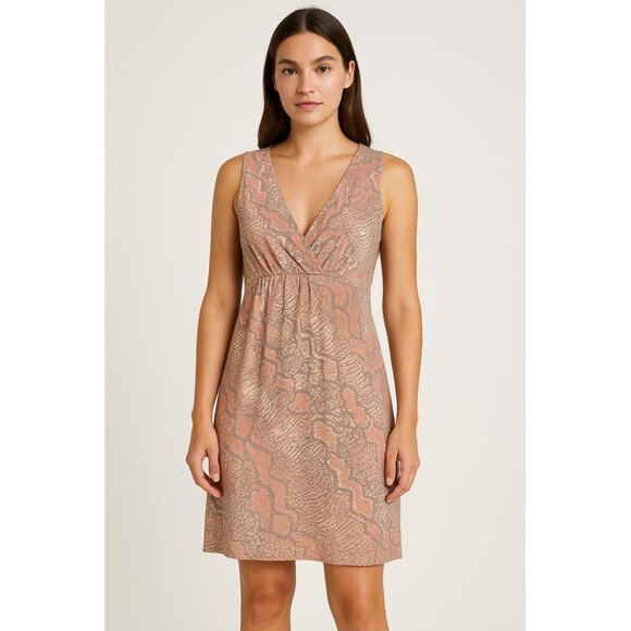 Ambrielle Pink Gray Snake Print Sleeveless Knit Midi Dress V-Neck Size XL - Picture 1 of 10